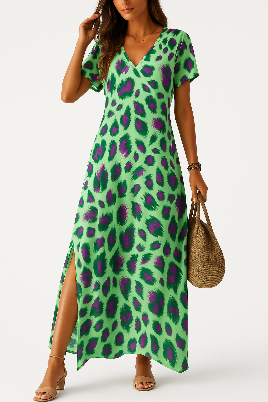 Jas | Women's elegant maxi dress with split & v-neck