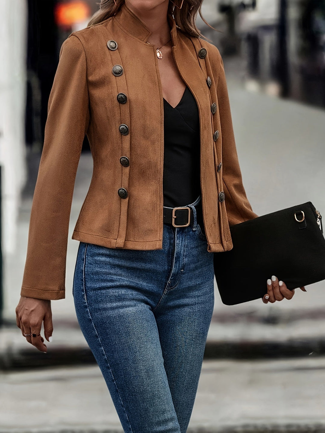 Xyra | Suede double-breasted jacket