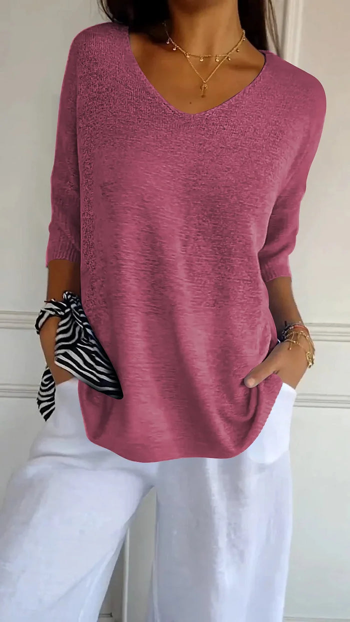 Averie | Women's knit v-neck top with relaxed fit