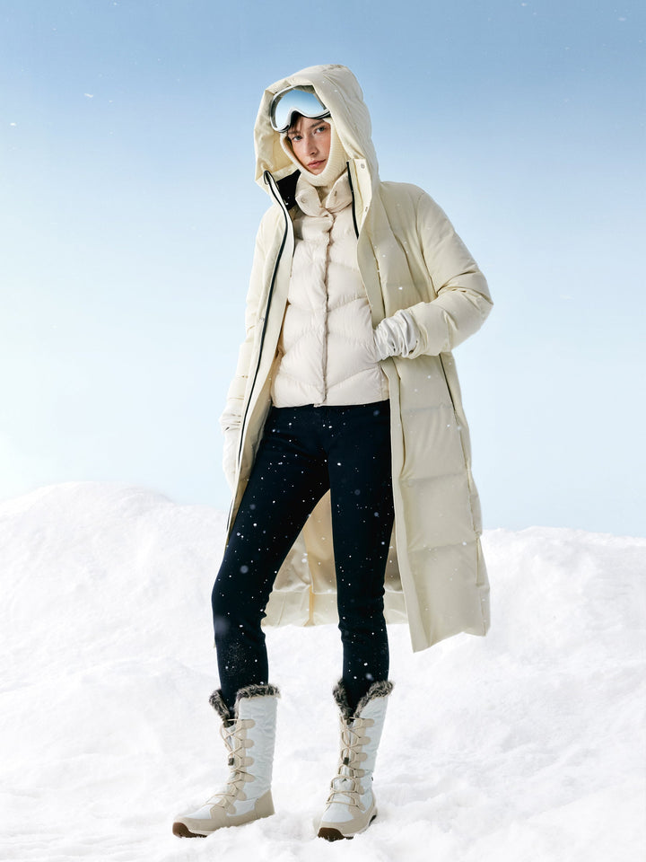 Corvyn | Women’s long hooded winter coat with a streamlined thermal silhouette