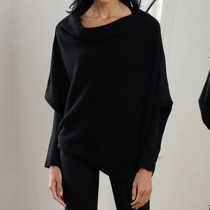Flor | Women’s asymmetrical sweater with draped design and modern cut
