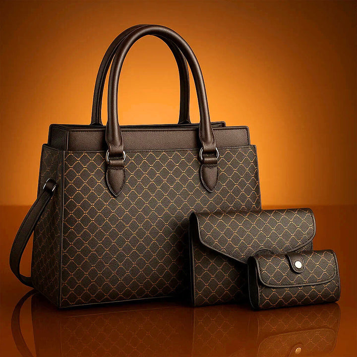 Amy | Women’s luxury patterned handbag set with wallet and card holder