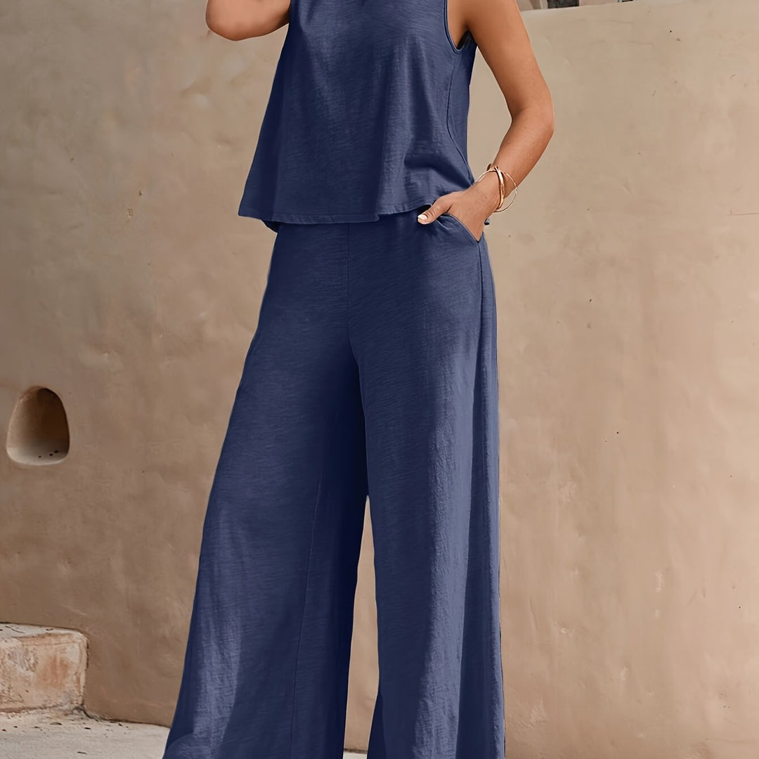 Femke | Sleeveless top & wide-leg trousers set