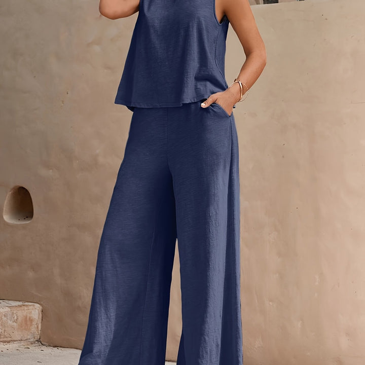 Femke | Sleeveless top & wide-leg trousers set