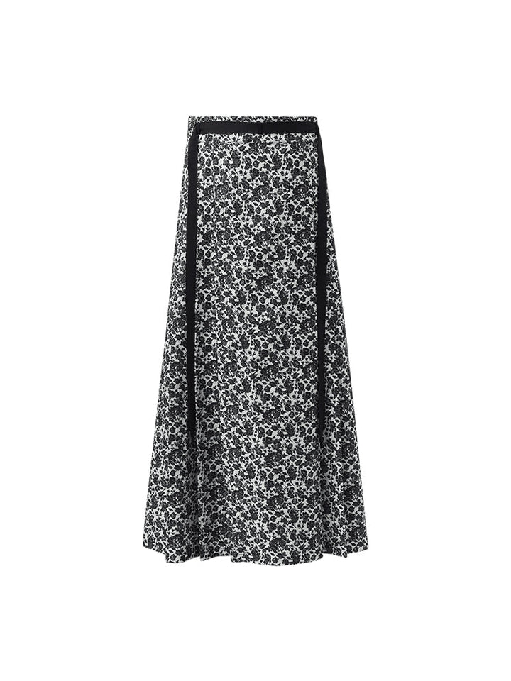 Gia | Women’s floral jacquard pleated A-line maxi skirt
