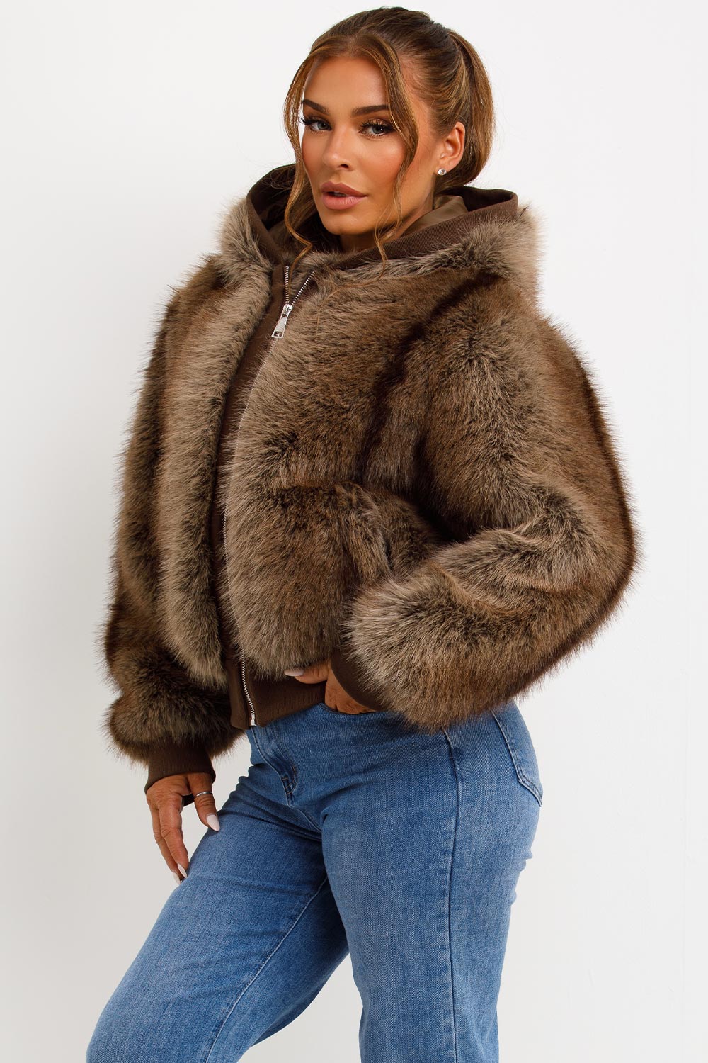 Natalie | Women’s hooded faux fur jacket