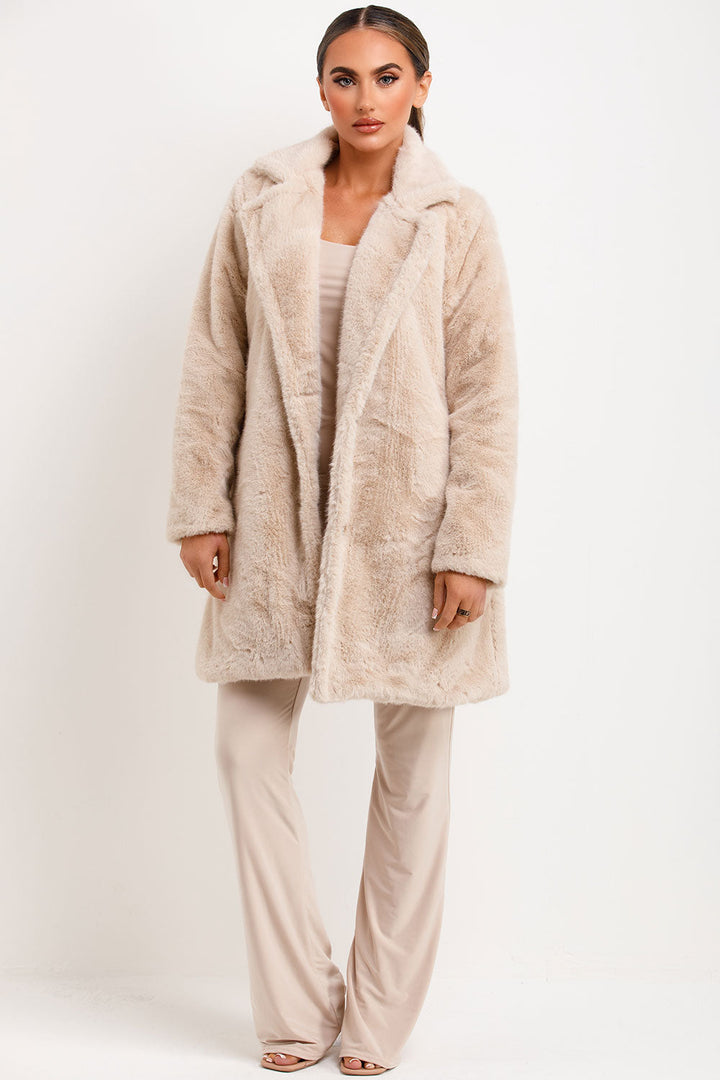 Anika | Women’s faux fur coat with lapel collar