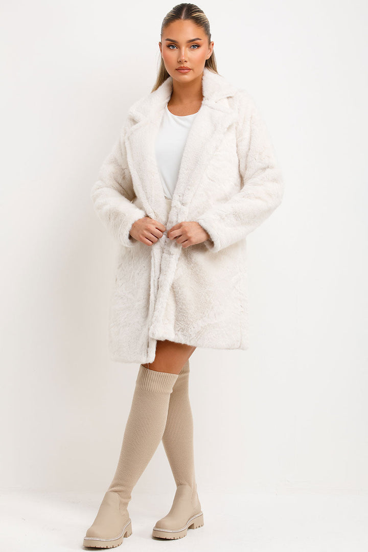 Luella |  Women’s faux fur coat with lapel collar