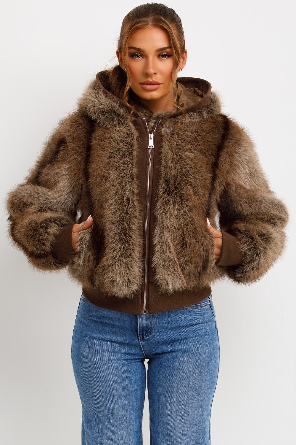 Natalie | Women’s hooded faux fur jacket