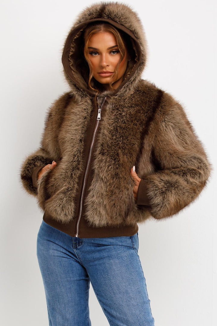 Natalie | Women’s hooded faux fur jacket