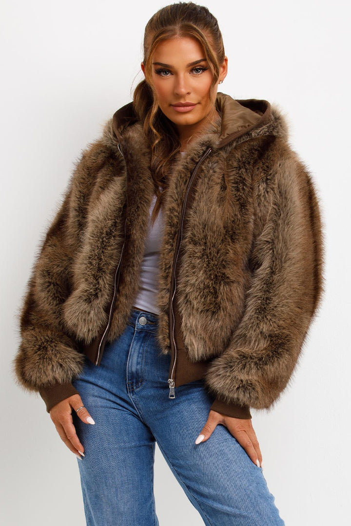 Natalie | Women’s hooded faux fur jacket
