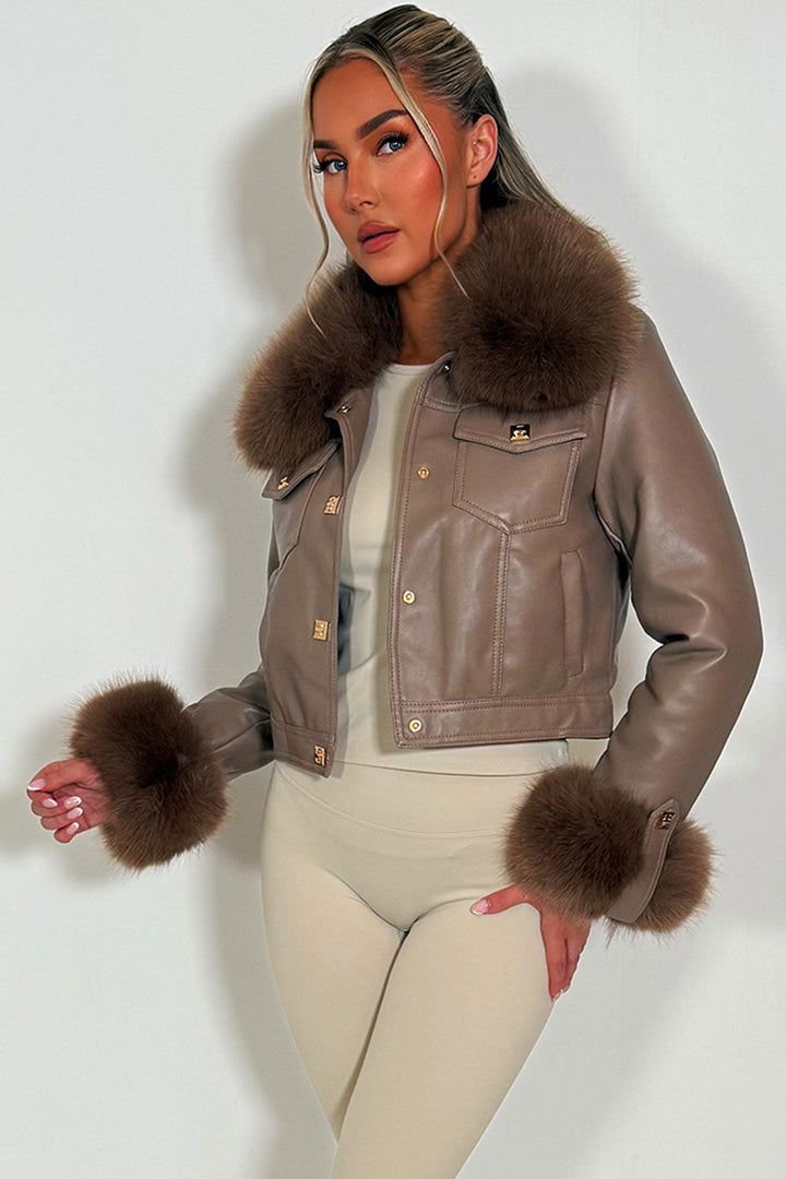 Indiee | Women’s faux leather bomber jacket with faux fur details