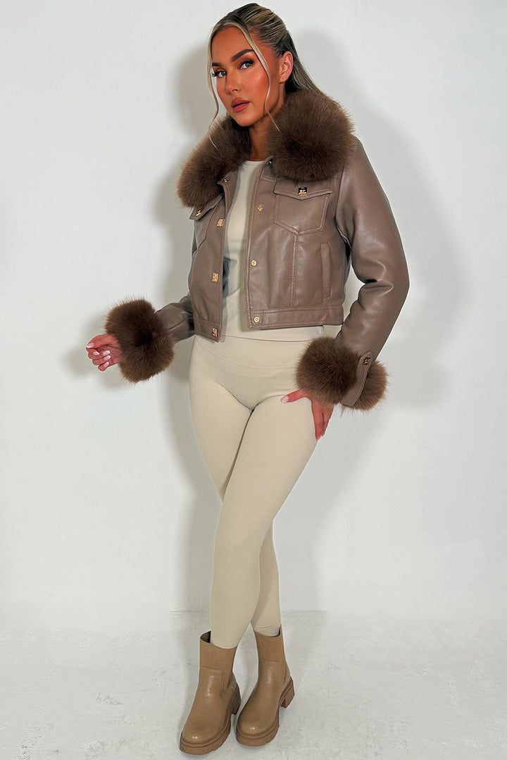 Indiee | Women’s faux leather bomber jacket with faux fur details