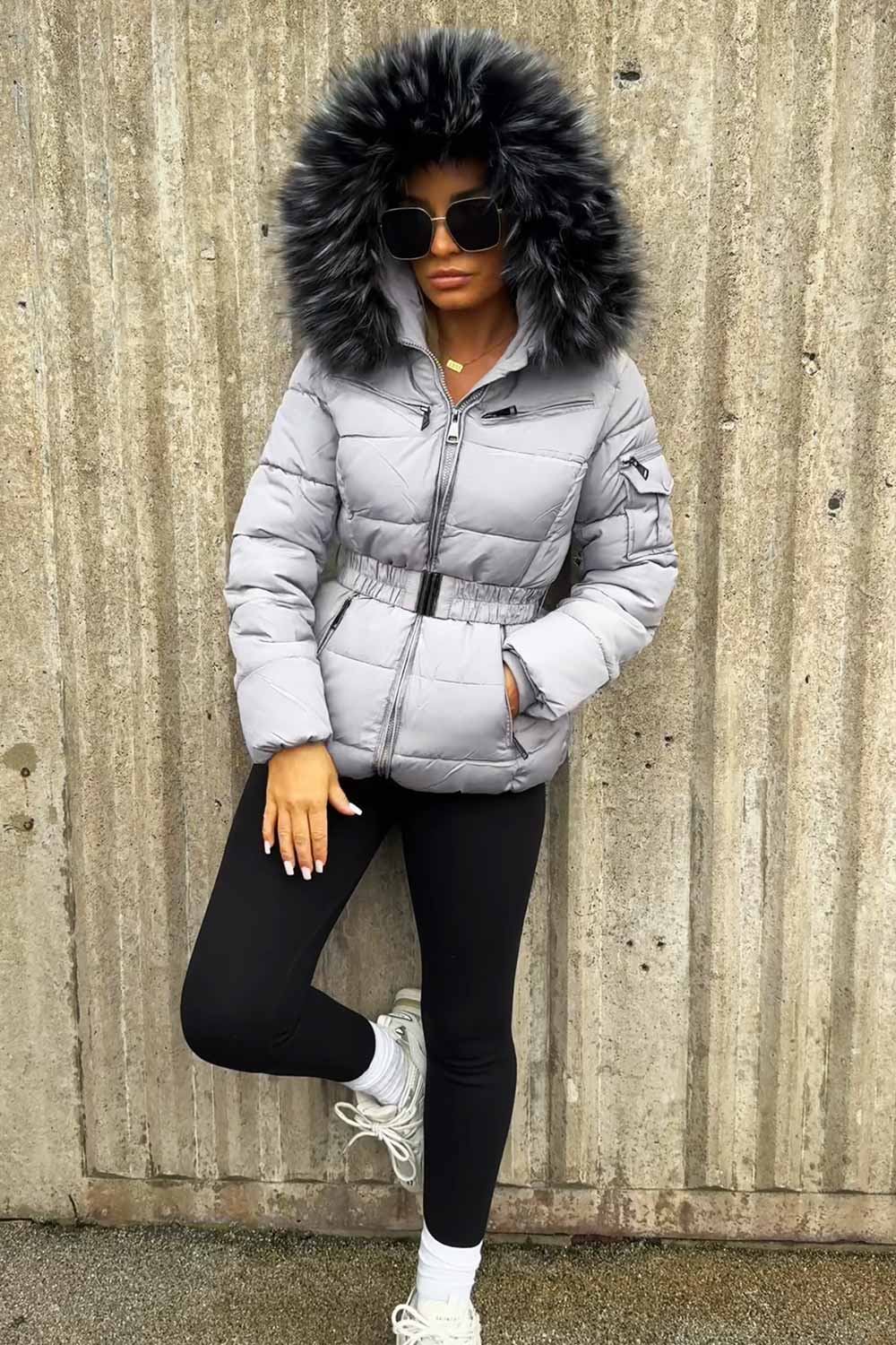 Aurelie | Women’s quilted coat with faux fur hood