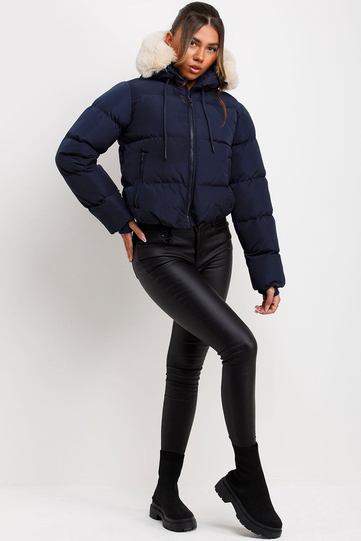 Nadia | Women's puffer jacket with faux fur hood