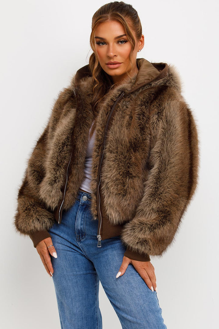 Natalie | Women’s hooded faux fur jacket