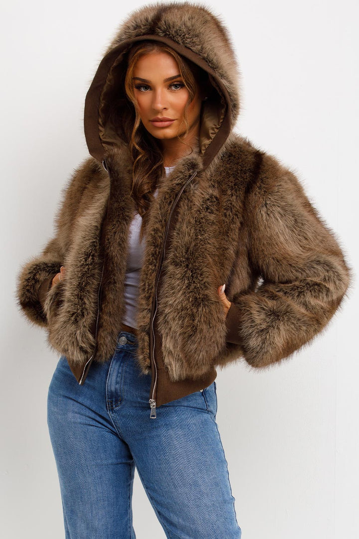 Natalie | Women’s hooded faux fur jacket