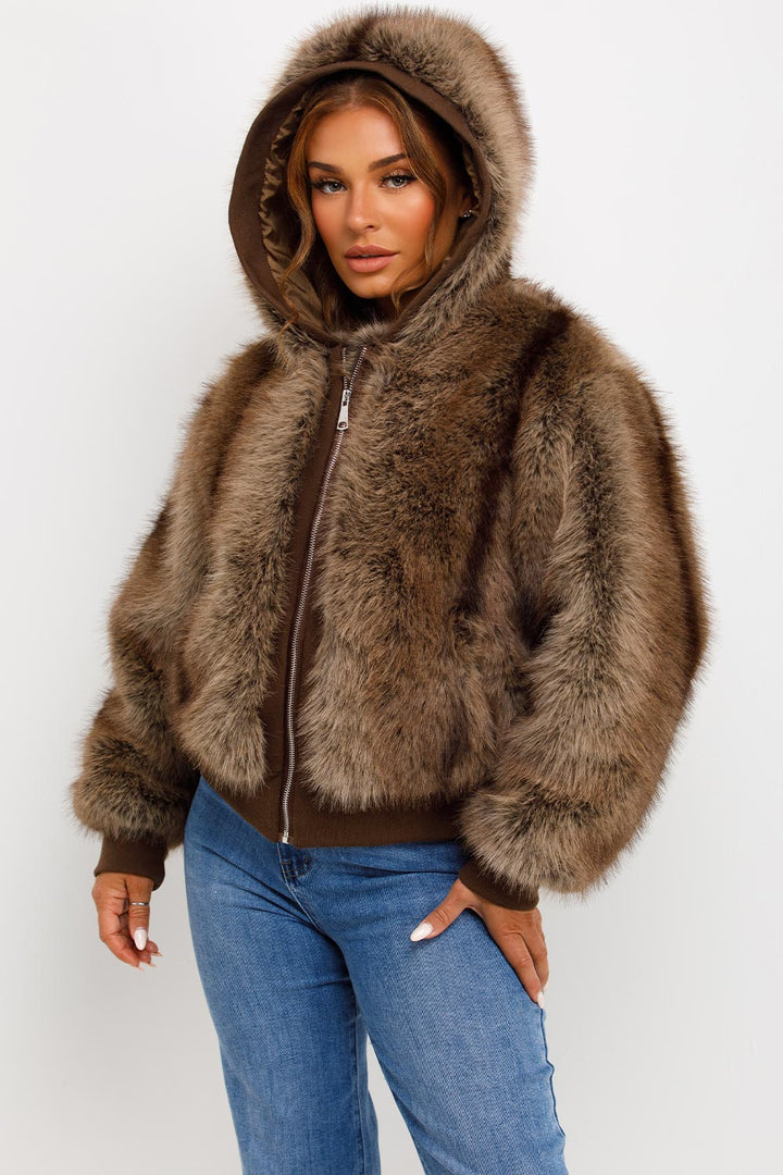 Natalie | Women’s hooded faux fur jacket