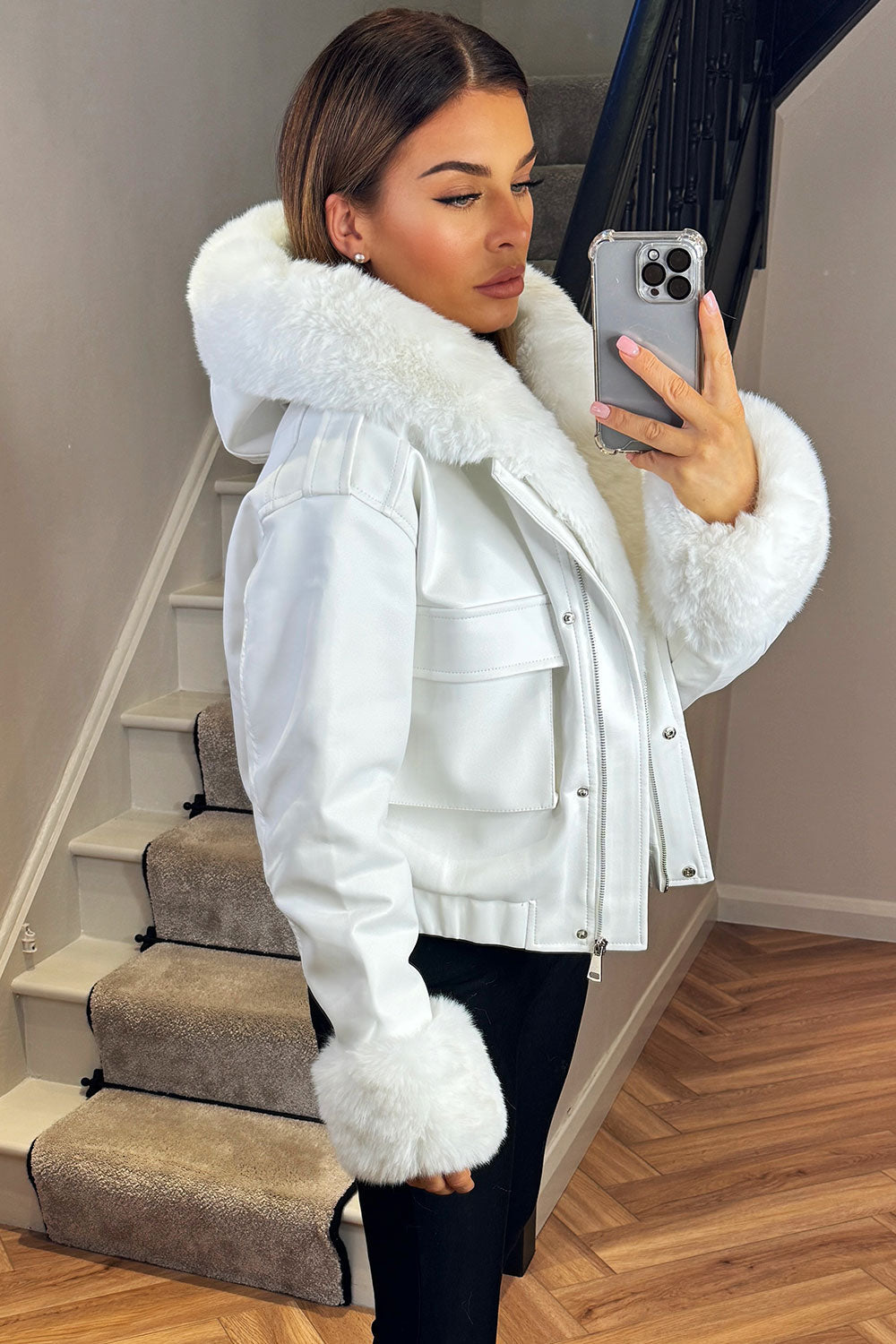 Kamari | Women’s faux fur bomber jacket with detachable trim