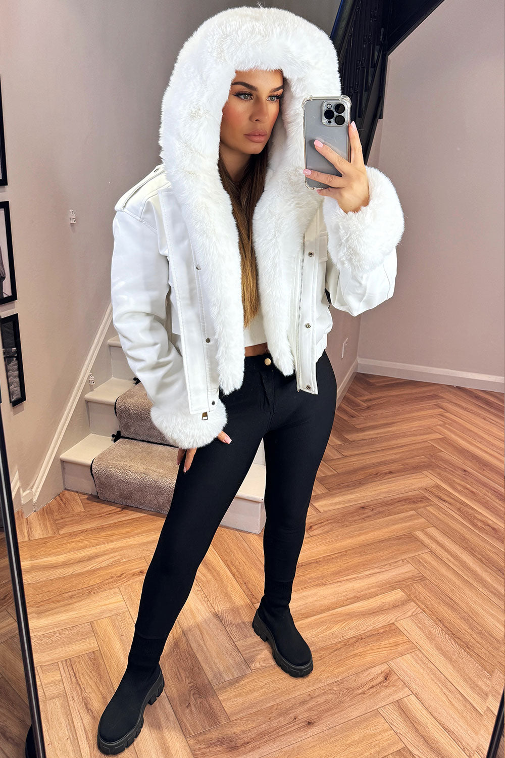 Kamari | Women’s faux fur bomber jacket with detachable trim