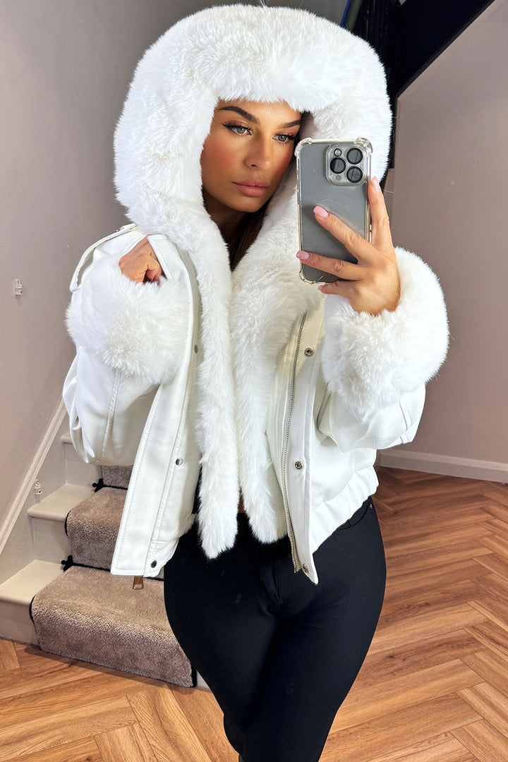 Kamari | Women’s faux fur bomber jacket with detachable trim