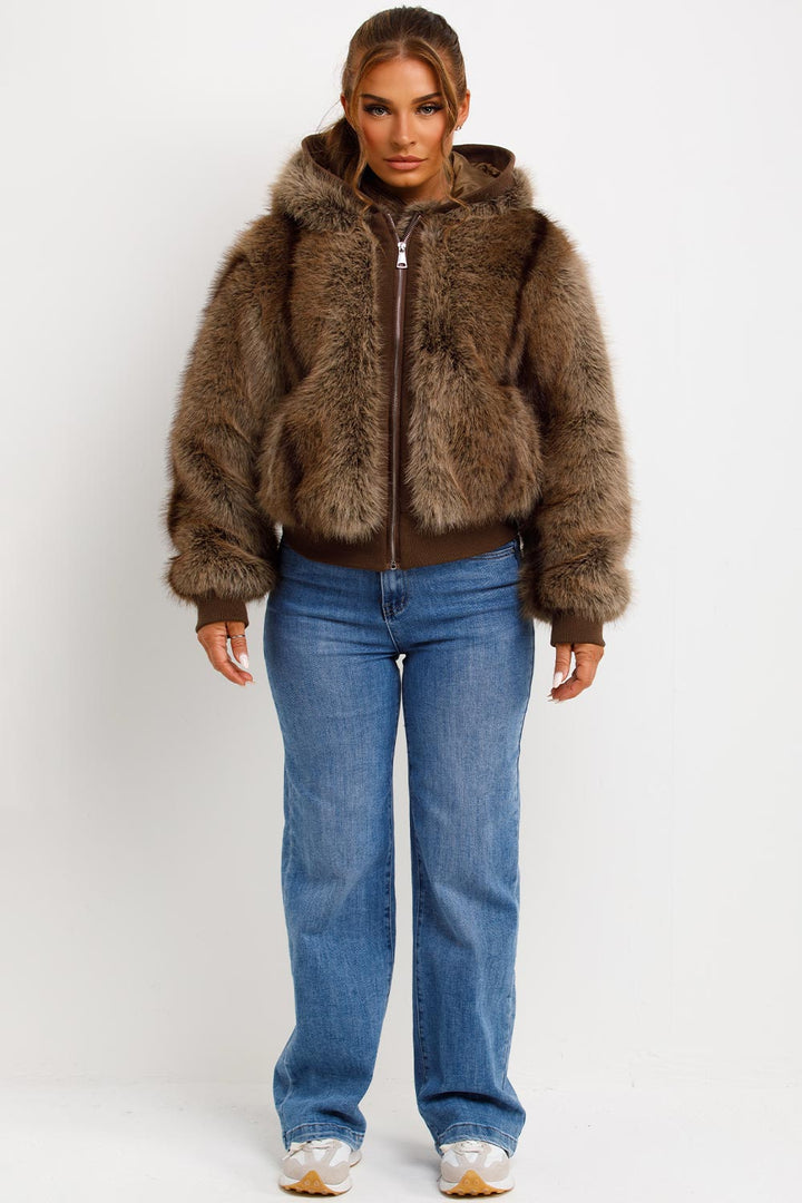Natalie | Women’s hooded faux fur jacket