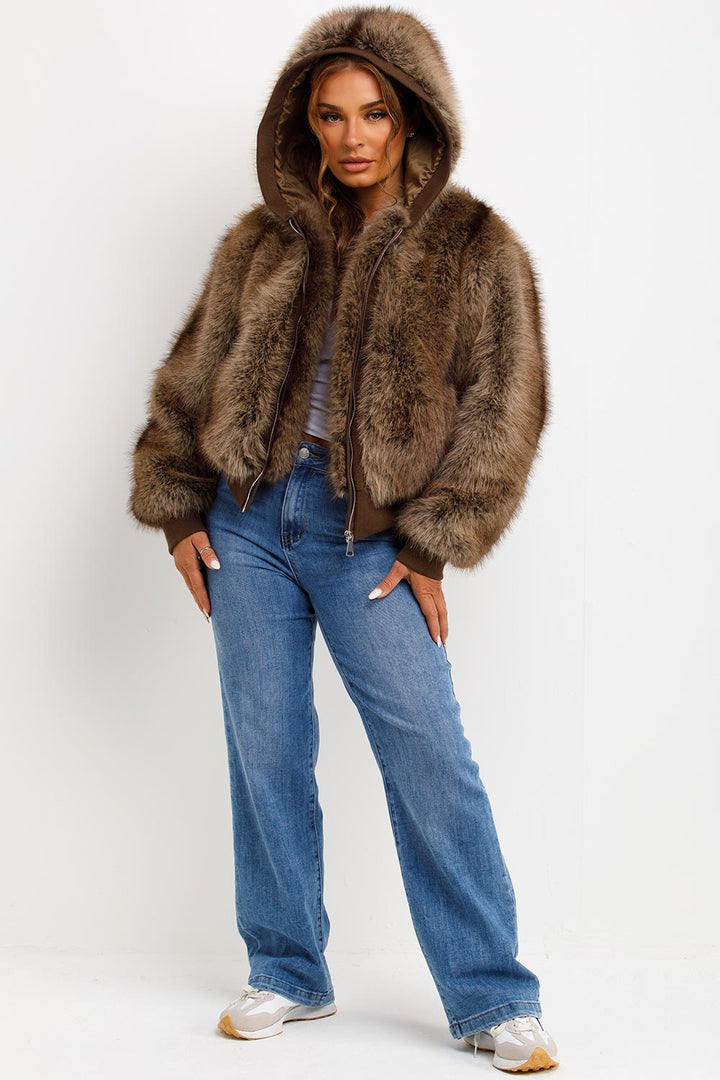 Natalie | Women’s hooded faux fur jacket