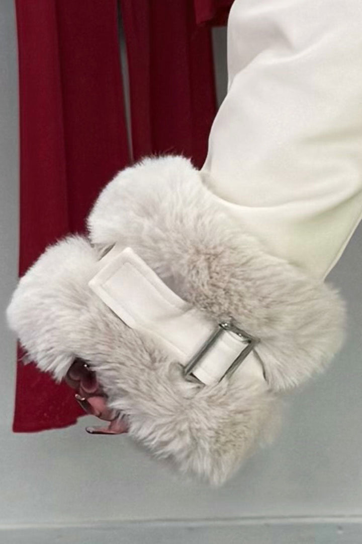 Callista | Women’s faux leather jacket with faux fur trim