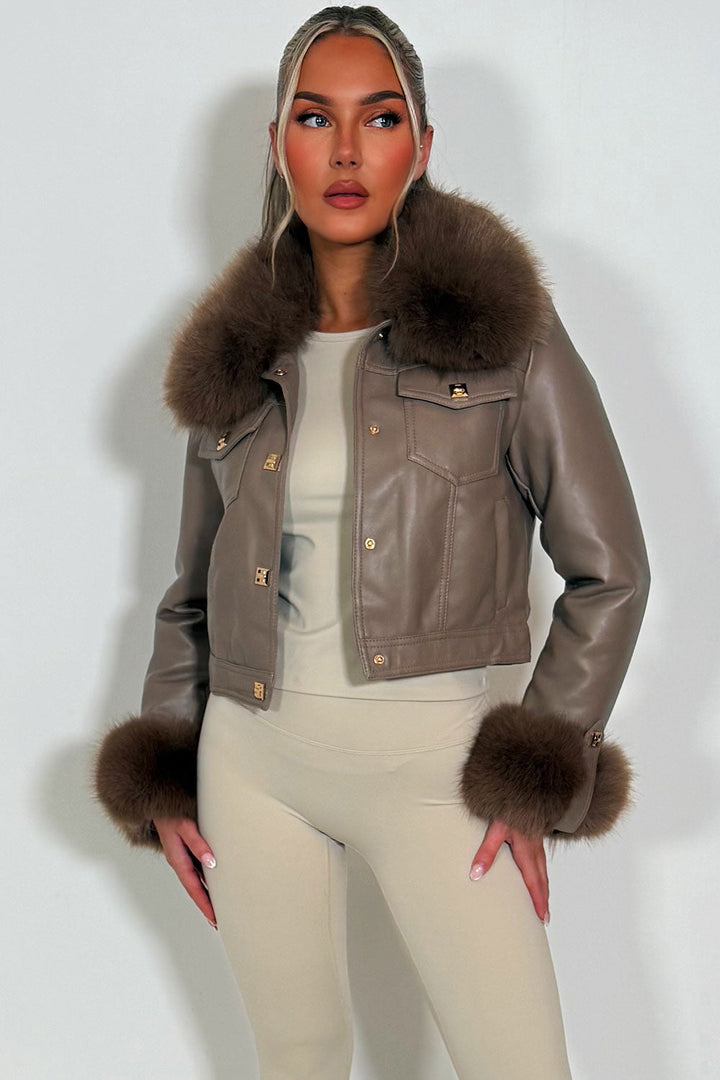 Indiee | Women’s faux leather bomber jacket with faux fur details