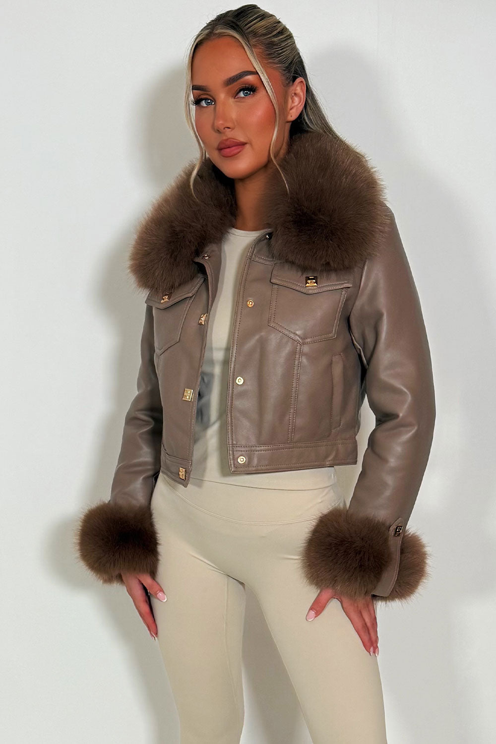Indiee | Women’s faux leather bomber jacket with faux fur details