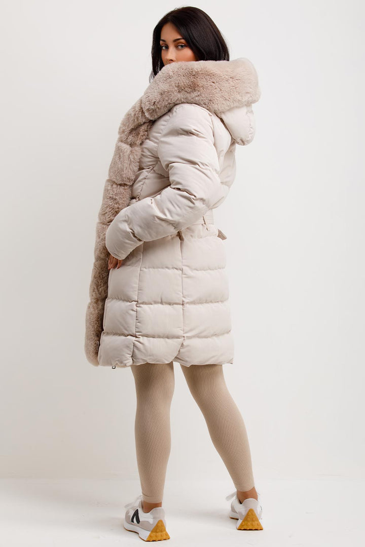 Roselyn | Women’s puffer padded coat with faux fur hood and trim