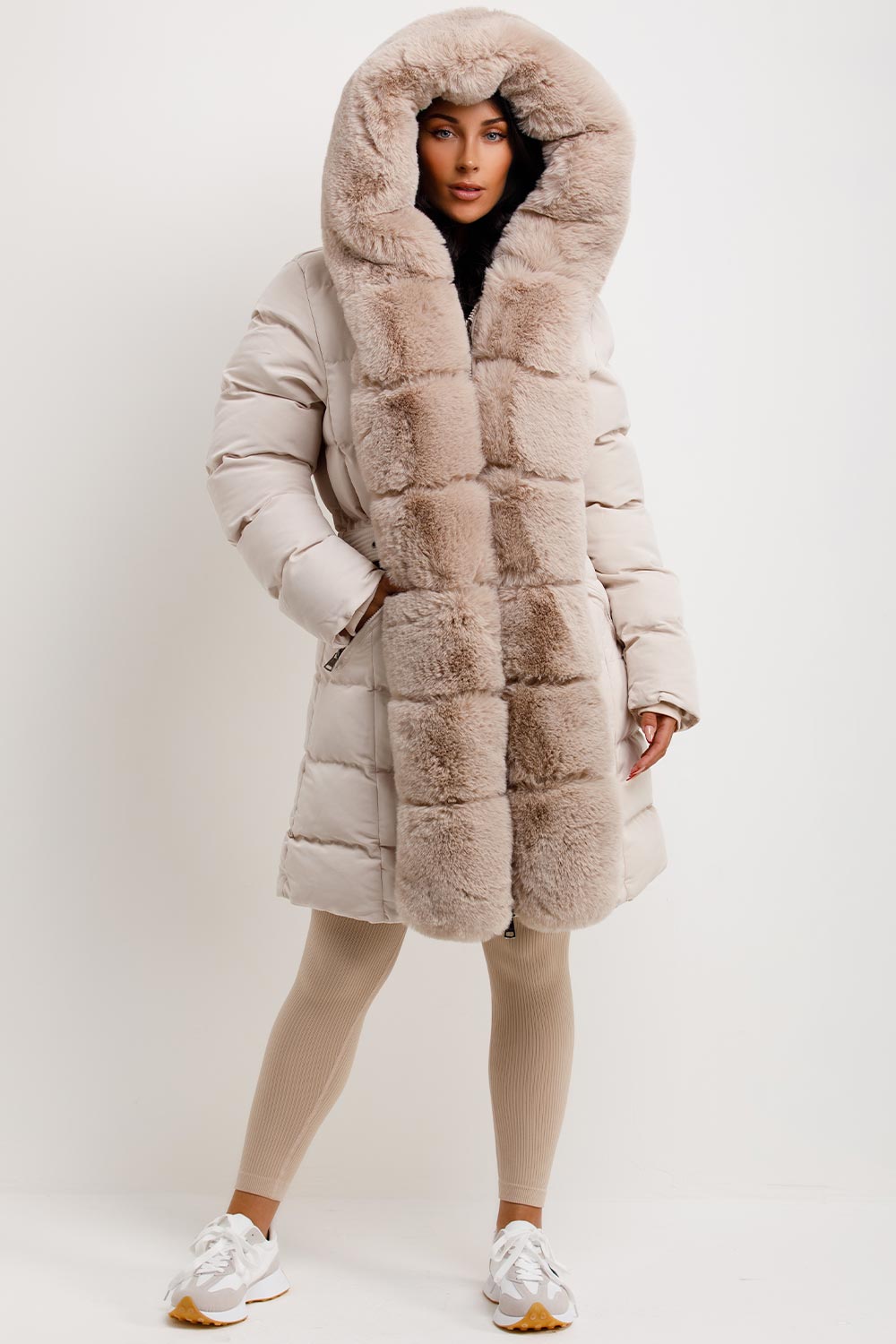 Roselyn | Women’s puffer padded coat with faux fur hood and trim