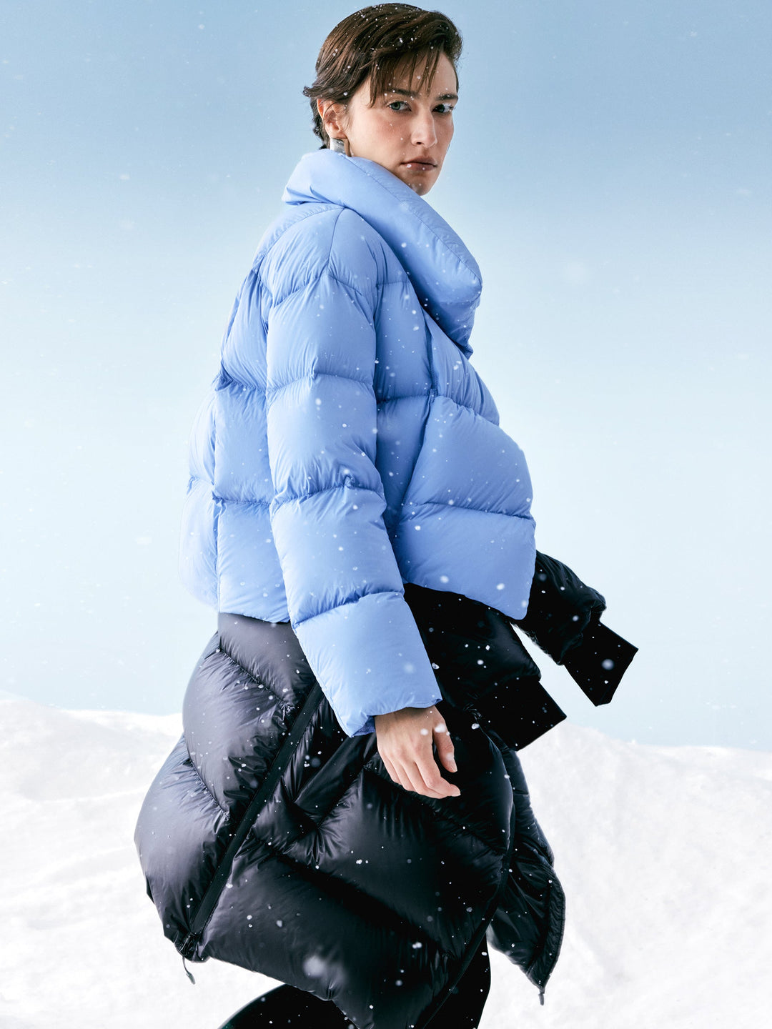 Elowen | Women’s cropped puffer jacket with oversized collar