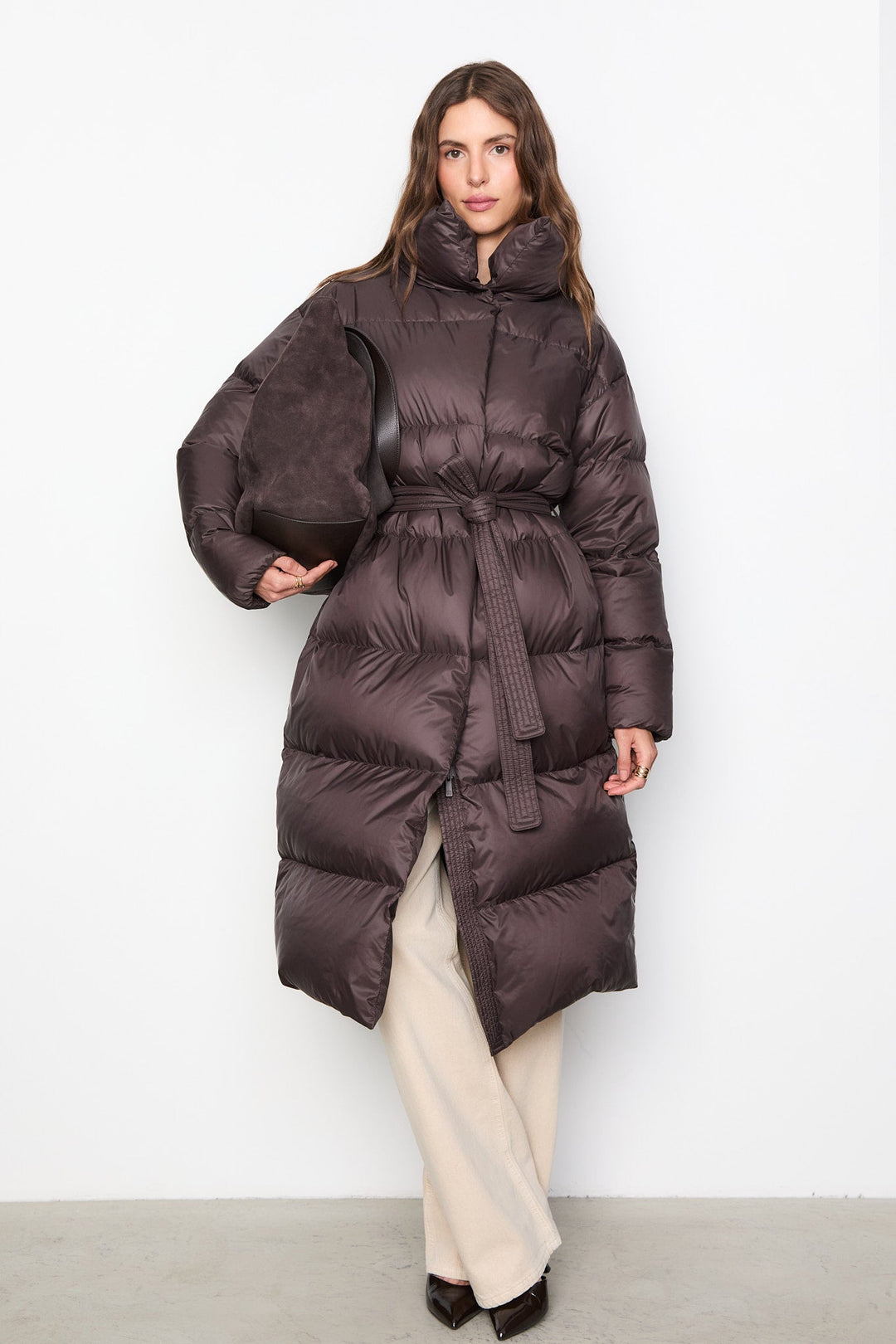 Salome | Women’s long belted puffer coat for winter warmth