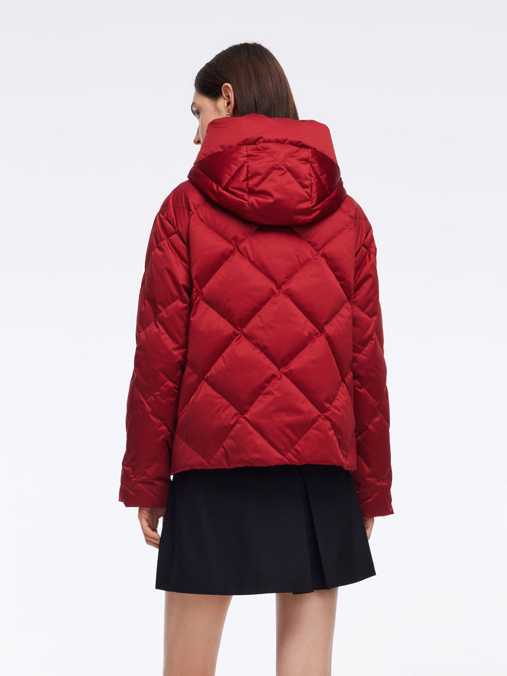 Elsa | Women’s short diamond-quilted hooded puffer jacket