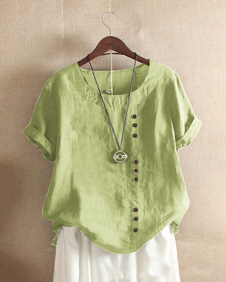 Aoife | Women's short sleeve blouse with round neckline