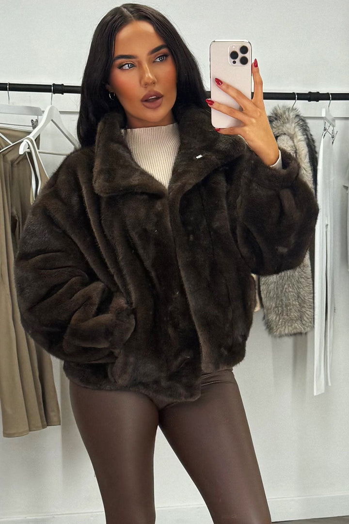 Leilana | Women’s funnel-neck faux fur jacket