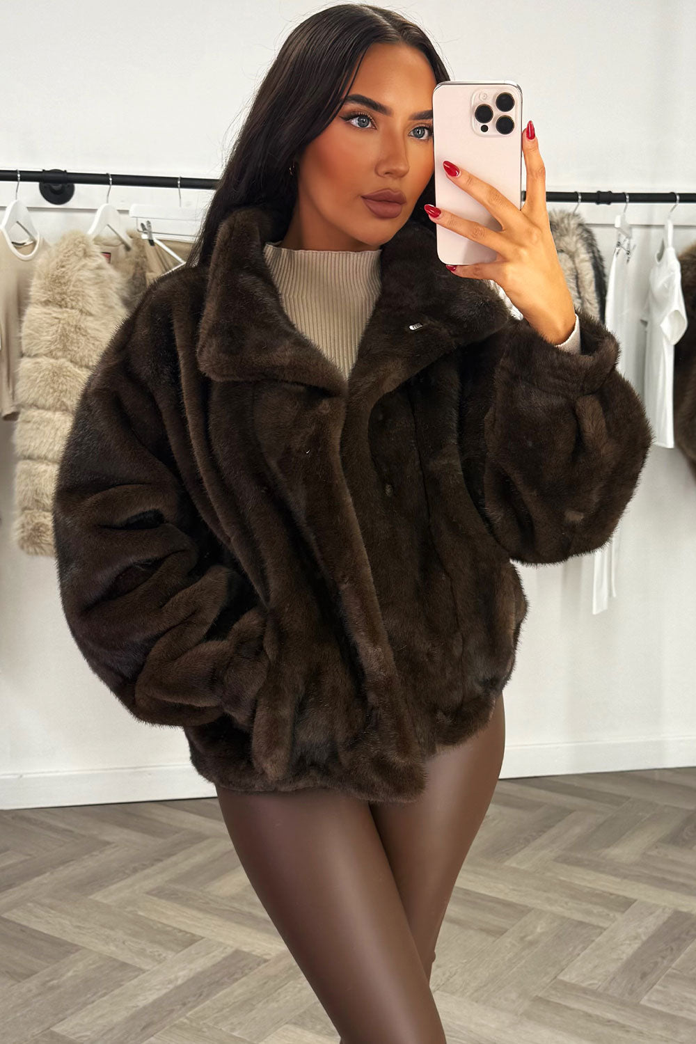 Leilana | Women’s funnel-neck faux fur jacket
