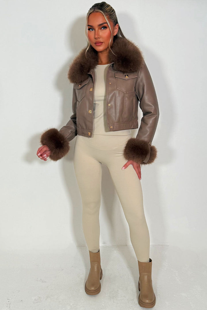 Indiee | Women’s faux leather bomber jacket with faux fur details