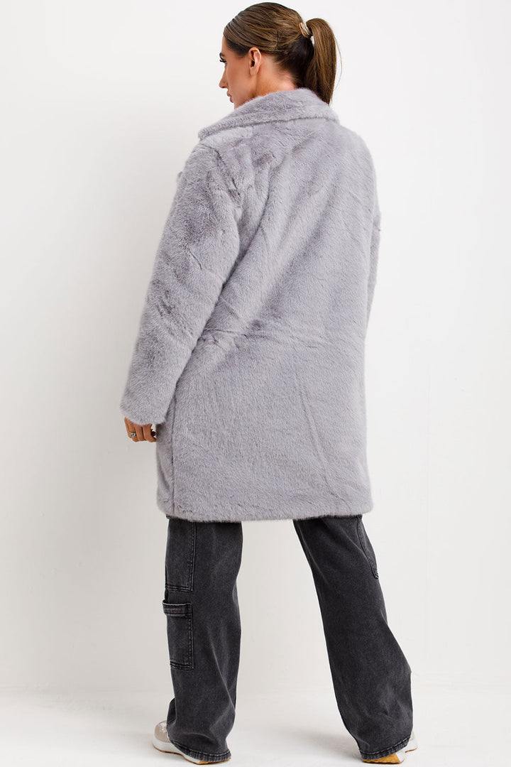 Raina | Women’s faux fur coat with lapel collar