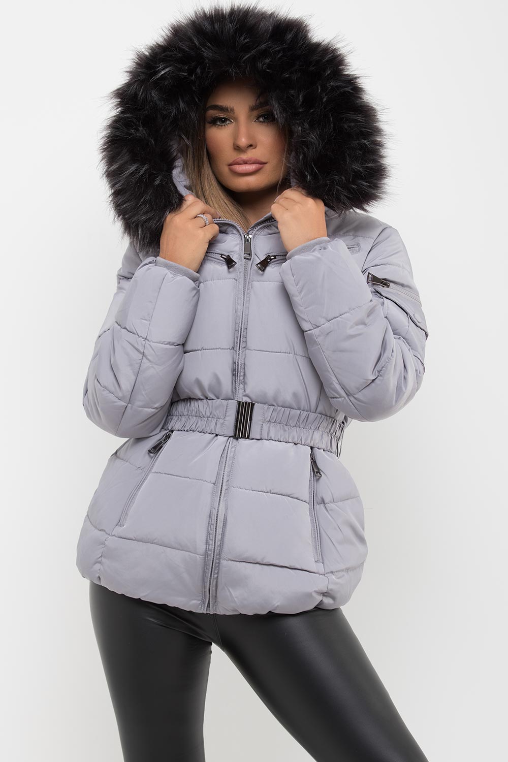 Aurelie | Women’s quilted coat with faux fur hood