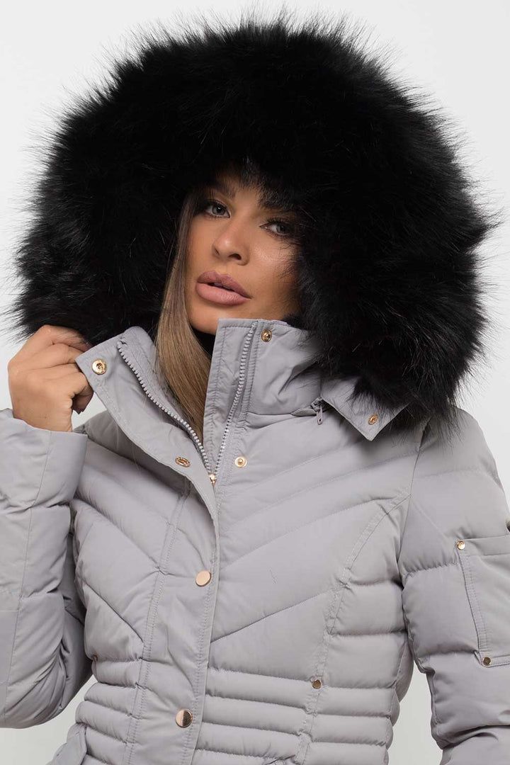 Saori | Women’s puffer jacket with faux fur hood
