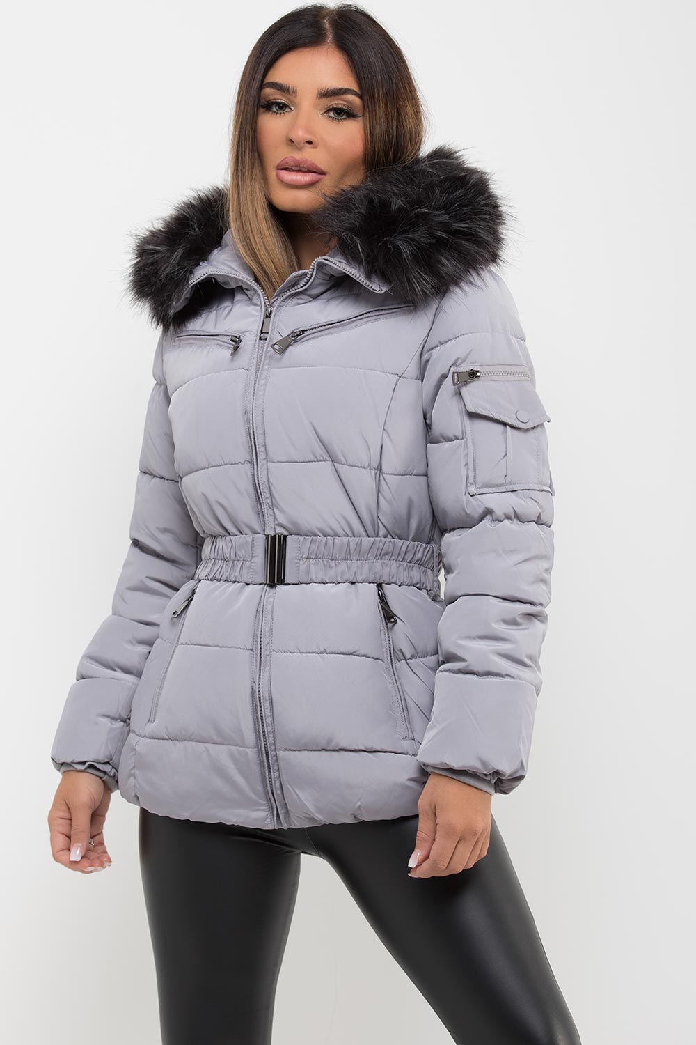Aurelie | Women’s quilted coat with faux fur hood