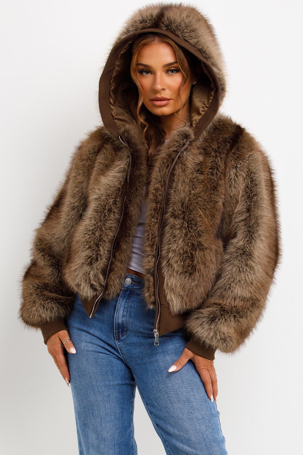 Natalie | Women’s hooded faux fur jacket
