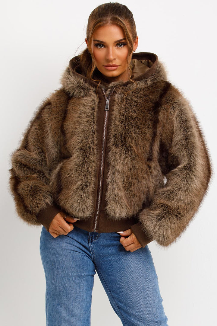 Natalie | Women’s hooded faux fur jacket