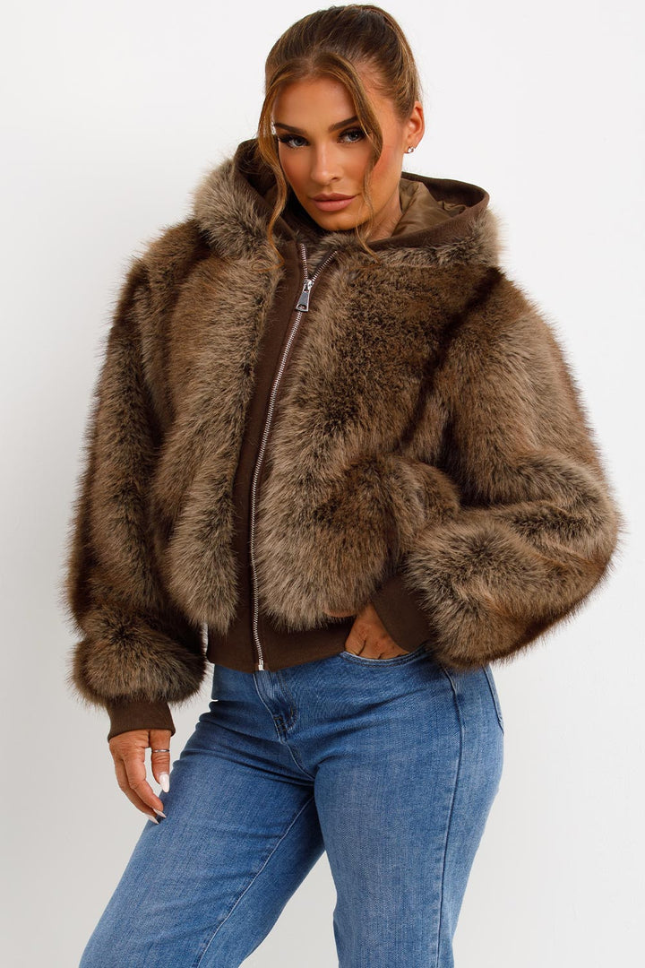 Natalie | Women’s hooded faux fur jacket
