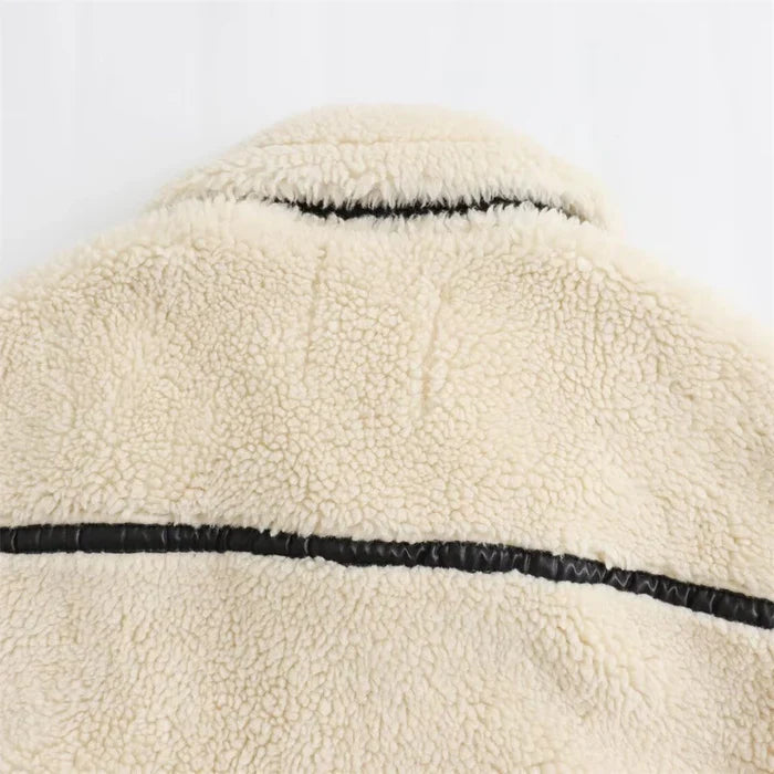 Annabelle | Women’s vegan sherpa jacket with leather accents