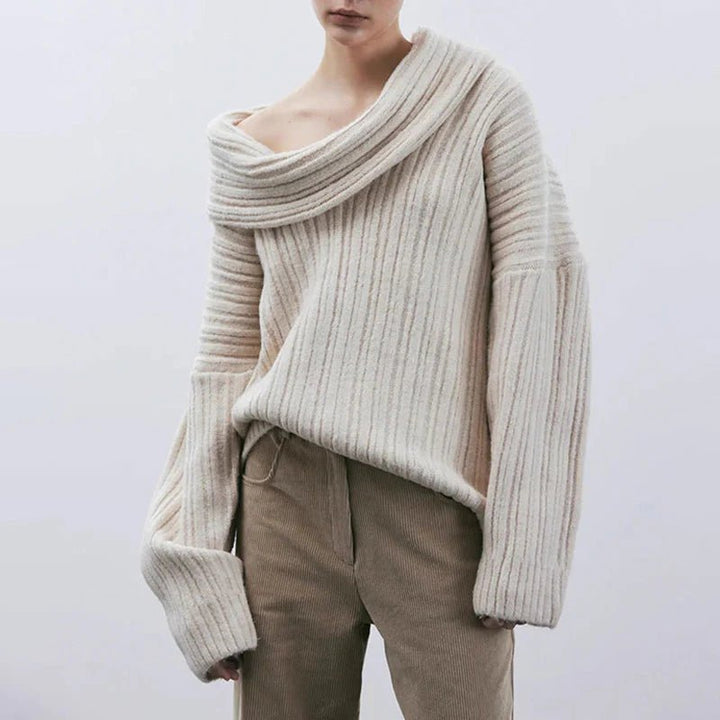 Ines | Oversized off-shoulder ribbed sweater