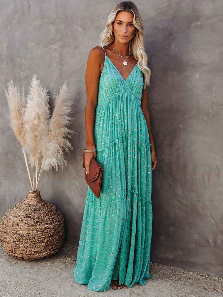 Lyca | Floral spaghetti strap maxi dress with tiered skirt