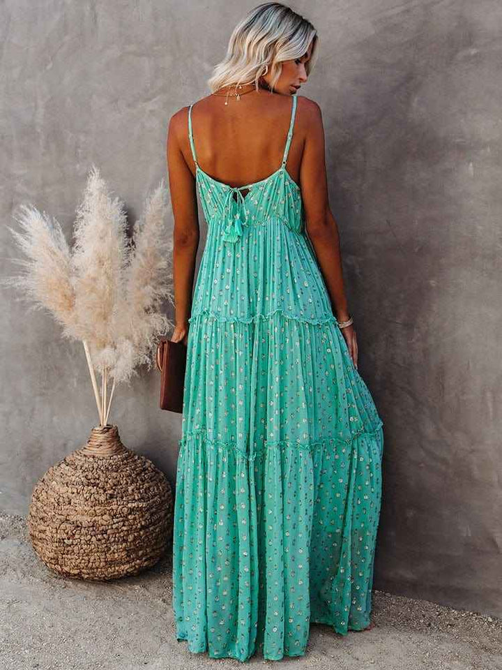 Lyca | Floral spaghetti strap maxi dress with tiered skirt